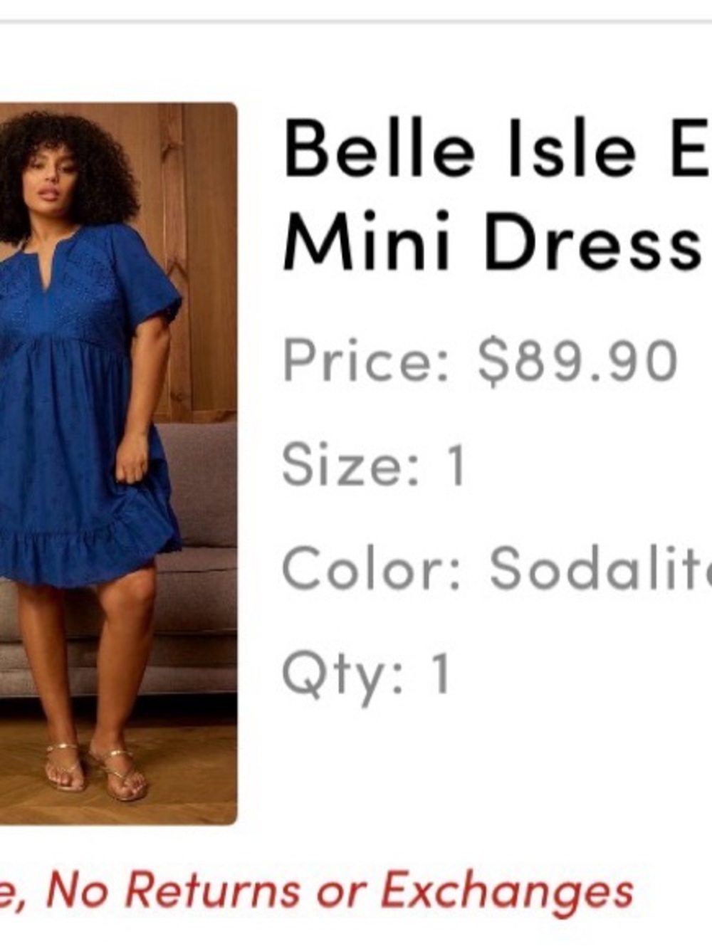 torrid Sodalite Blue Eyelet Babydoll Mini Dress